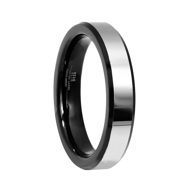 True Love Silver and Black Tungsten Ring