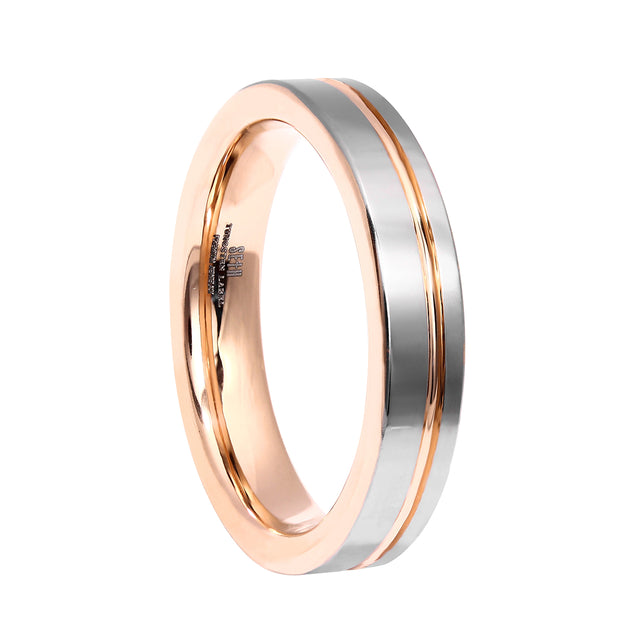 Brooklyn Silver and Rose Tungsten Ring