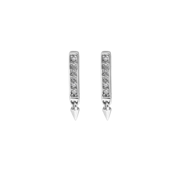 925 Silver Studded Toothpick Earring
