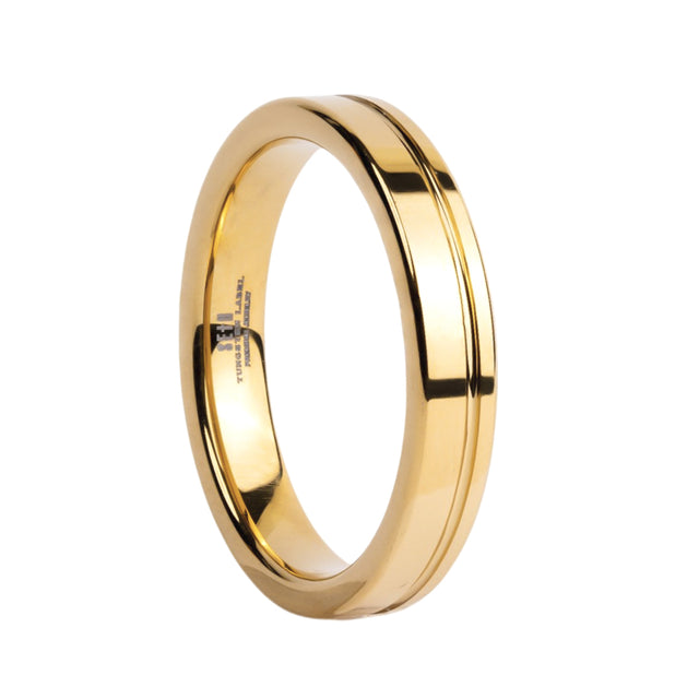 Aliança de Tungstênio Vienna Ouro Brilho 4mm