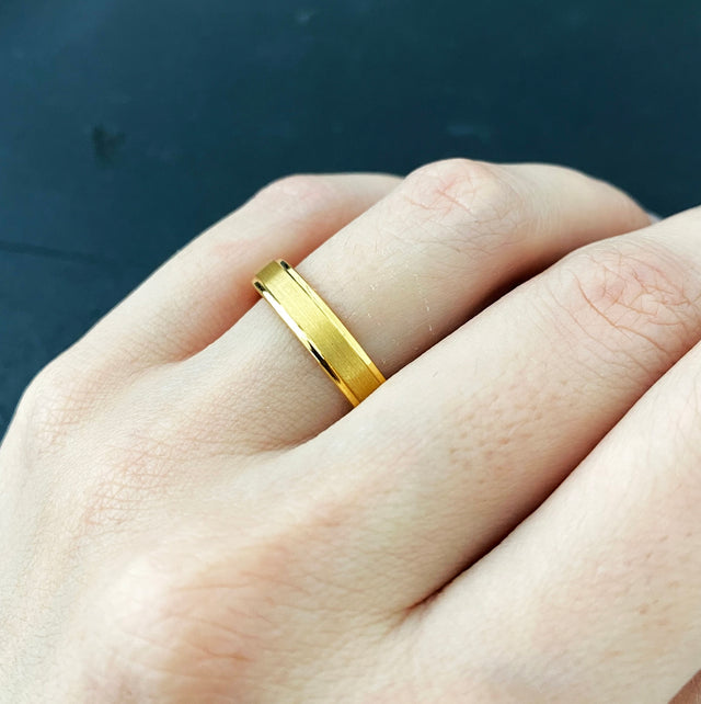 Matte Gold Venice Tungsten Ring