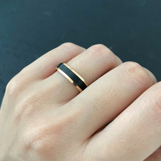 Matte Black Rhodium Shiver Tungsten Ring