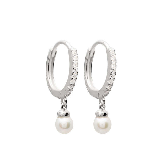 Studded Hoop Earring with Pearl