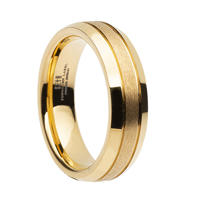 Lisbon Gold Matte Tungsten Ring