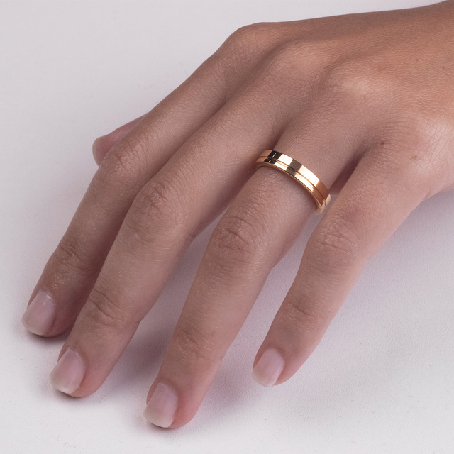 Aliança de Tungstênio Brooklyn Dourado Brilho 5mm