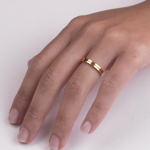 Aliança de Tungstênio Paris Ouro Brilho 3mm