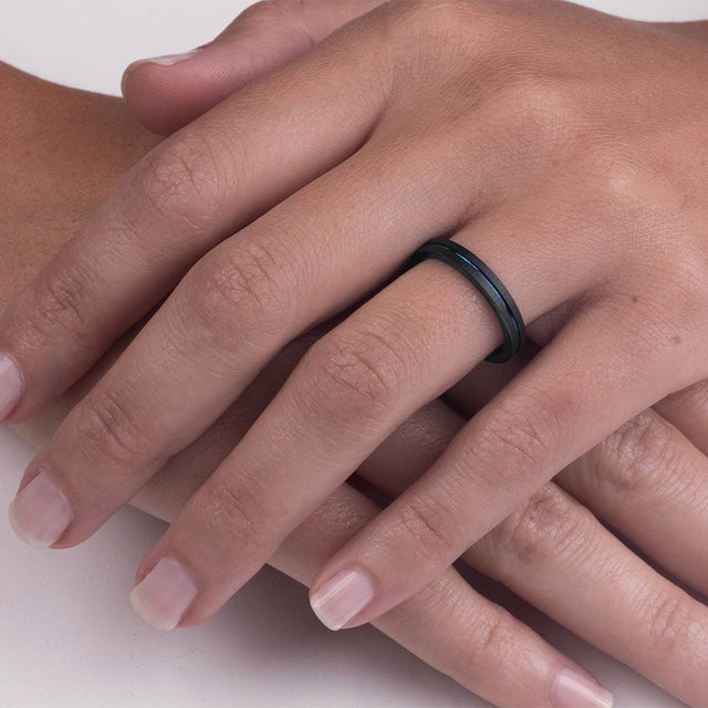 Aliança de Tungstênio Paris Preta e Azul fosco 3mm