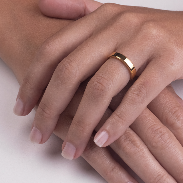 Aliança de Tungstênio True Love Ouro brilho 4mm