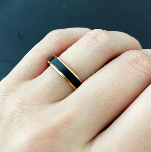 Matte Black Venice Rhodium Tungsten Ring