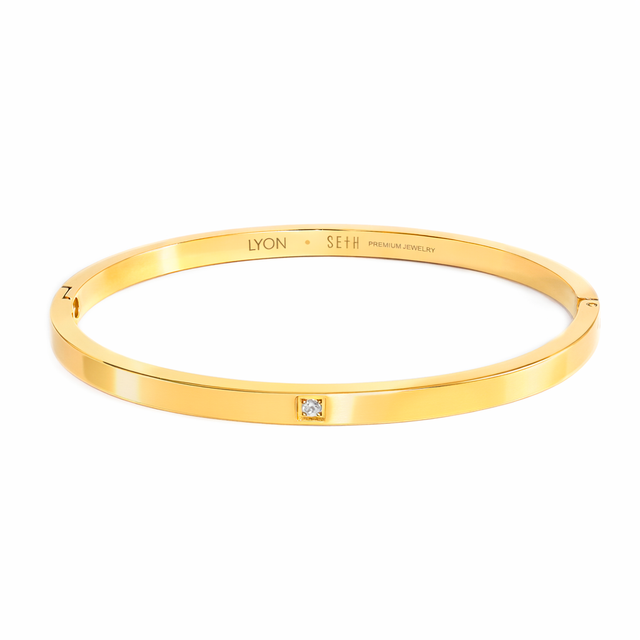 Bracelete Lyon Titânio Dourado Brilho