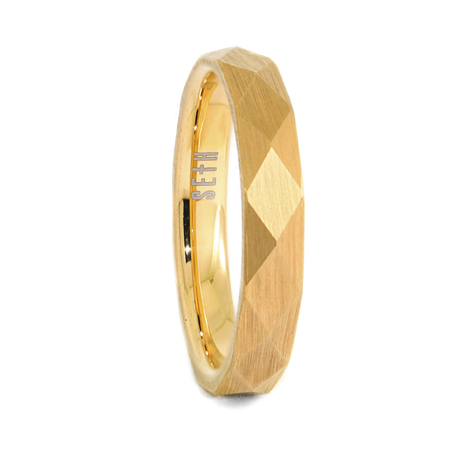 Matte Gold Orb Tungsten Ring